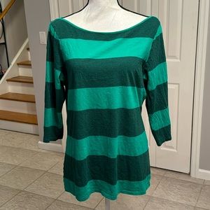Old Navy Green Stripe Boatneck Tee
